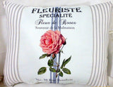 Paris rose pillow - Vintage French Ad Pillow - Decorative Throw Pillow - French country decor - Julie Butler Creations