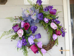 Spring Tulip Wreath - wreaths - Summer wreath - Front door decor - door wreath - Julie Butler Creations