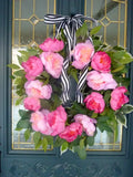 Peony Wreath, Wreaths for the Front door, Spring Wreaths, Pink peony wreath