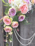 Wedding Flowers - Arch Corner Swags -Pastel Rose arbor - Wedding Arbor Decorations - Julie Butler Creations