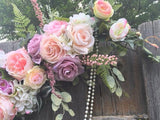 Wedding Flowers - Arch Corner Swags -Pastel Rose arbor - Wedding Arbor Decorations - Julie Butler Creations