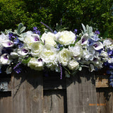 Wedding Arch Flowers - Purple and white Rose swag - Wedding swag - Wedding Arbor Decorations . - Julie Butler Creations