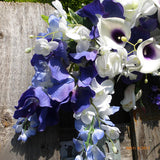 Wedding Arch Flowers - Purple and white Rose swag - Wedding swag - Wedding Arbor Decorations . - Julie Butler Creations