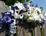 Wedding Arch Flowers - Purple and white Rose swag - Wedding swag - Wedding Arbor Decorations . - Julie Butler Creations