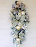 Christmas Poinsettia Door Swag - Christmas Wreaths - Platinum door swags - Julie Butler Creations