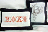 Romantic pillow - Linen Pillow - xoxo red lettering - decorative pillow - Hugs and Kisses pillow - Julie Butler Creations